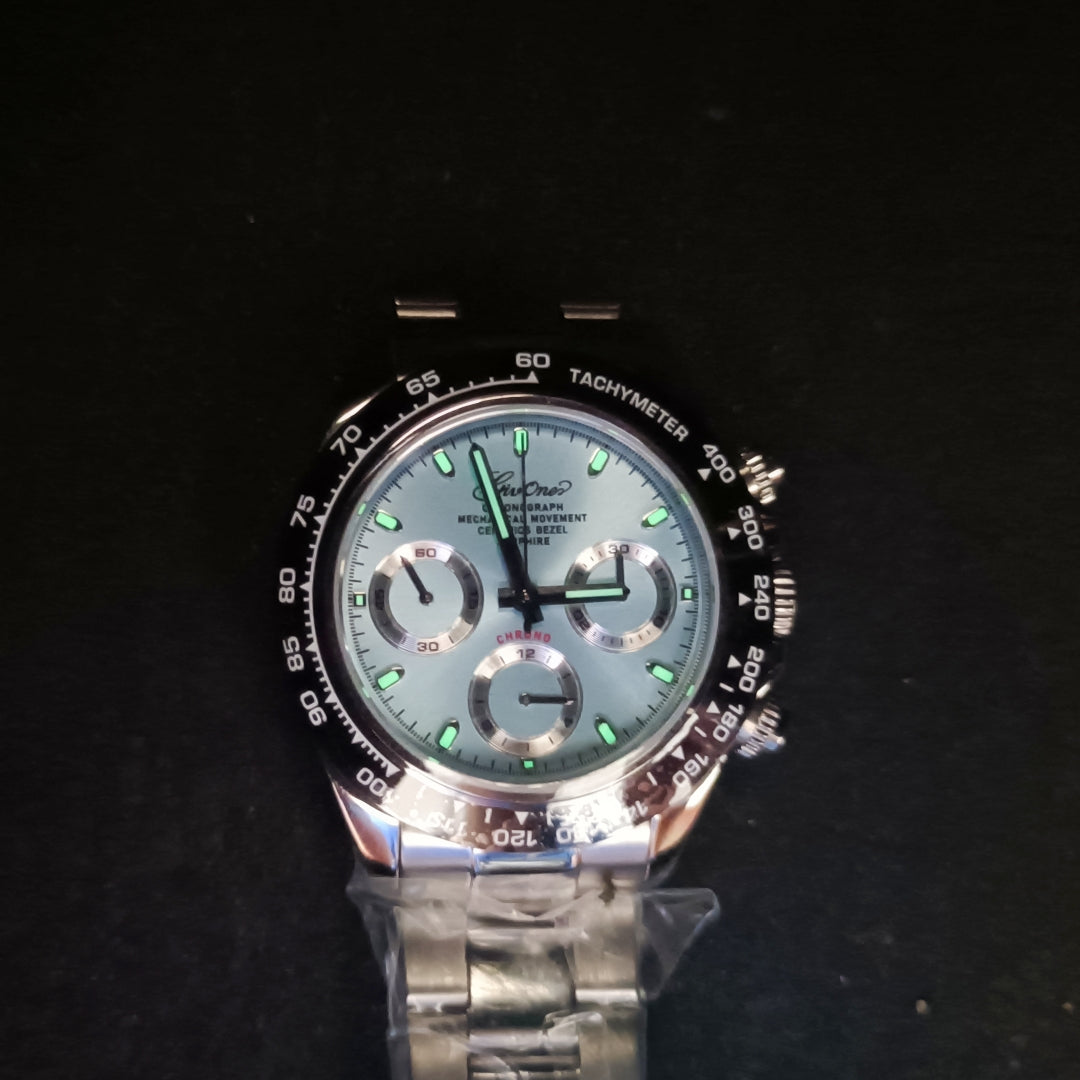 GIV Watch Stainless Steel Daytona Blue Dial Manual Chronograph Mechanical Mens Watch Seagull Movement ST1902 Luxury Waterproof 50M