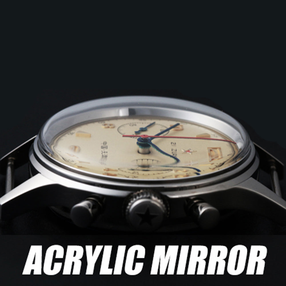 Sugess 1963 Acrylic Mirror And Sapphire Mirror 38mm Military Watch Seagull 1901 Chronograph Movement