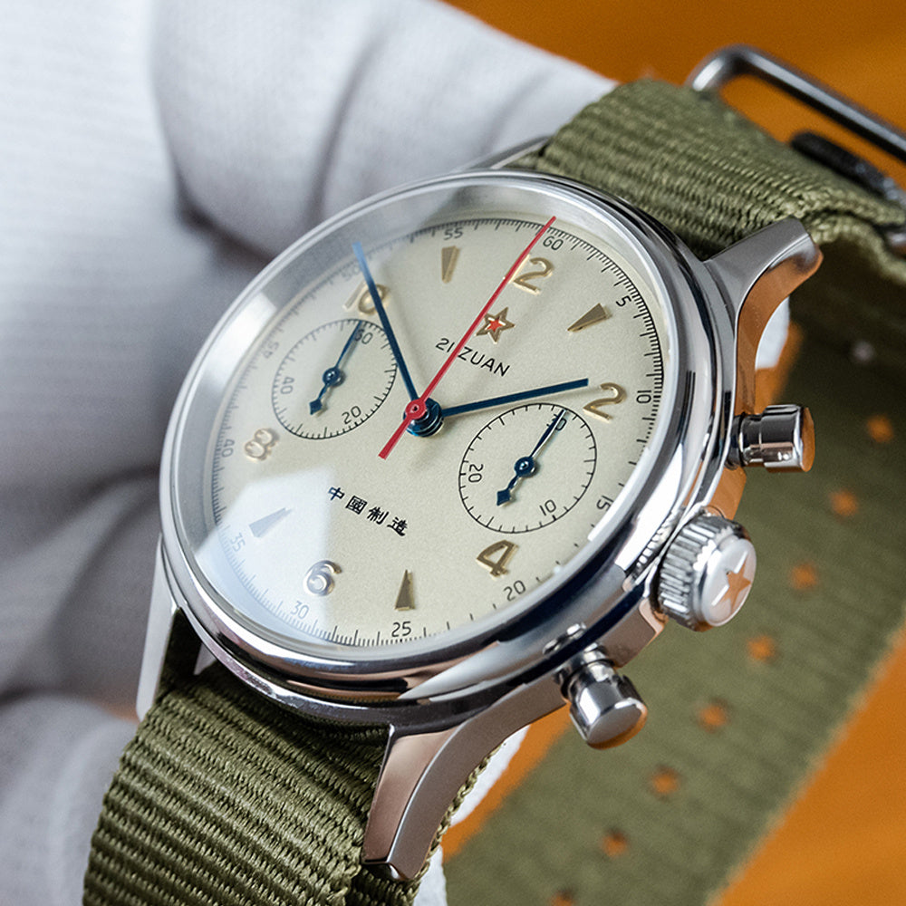 Seagull Movement 1963 Sugess Chronograph 50M Waterproof Swanneck Canvas Hand Winding 40mm