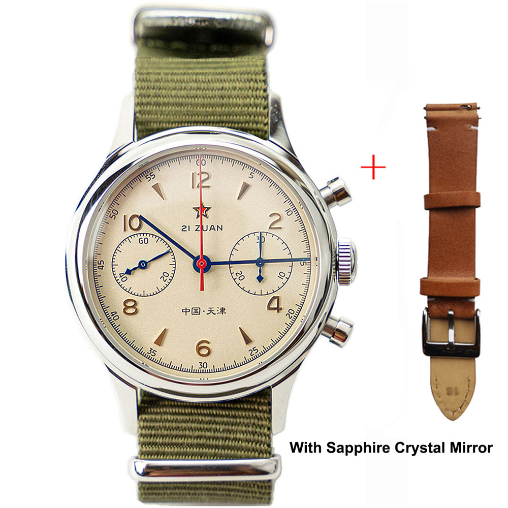 Fashion 40mm 38mm Men's 1963 Chronograph Watches Mechanical With Seagull  ST1901 Movement Military Pilot Men's Watch Gooseneck